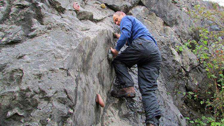 Having a go at rock climbing