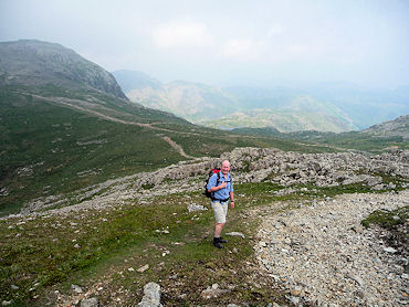 On Esk Pike with the junction of Esk Hause below