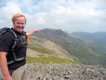 Neal points the way home from Scafell