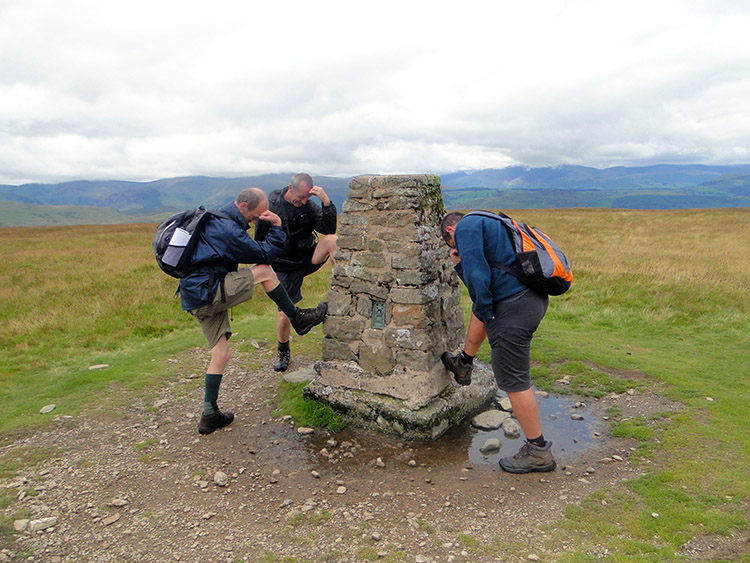 Striking a pose at the Loadpot Hill trig point