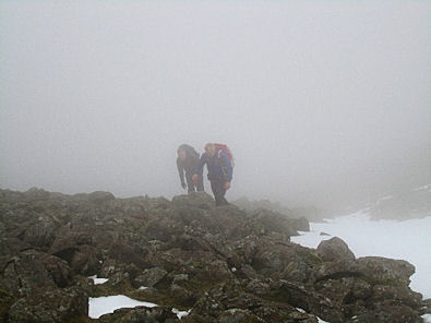 Coming up the boulder field by the Great Slab