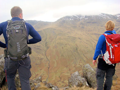 Looking across to Bowfell from Pike of Stickle