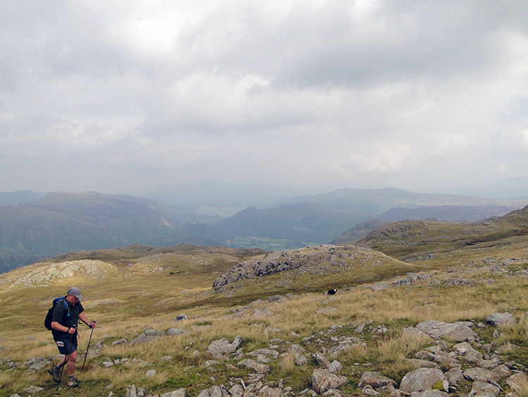 Tim Nobes walks towards the summit of Glaramara