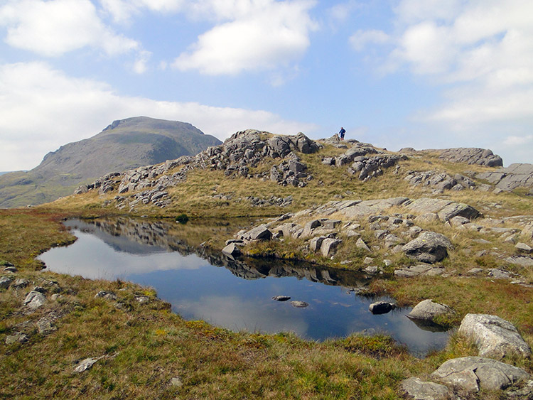 The summit and tarn of Great Slack on Seathwaite Fell