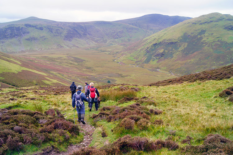 Descending from Mellbreak to Mosedale