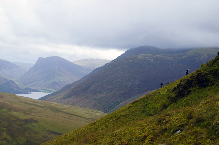 Neal and John Lister on the steep ascent of Hen Comb