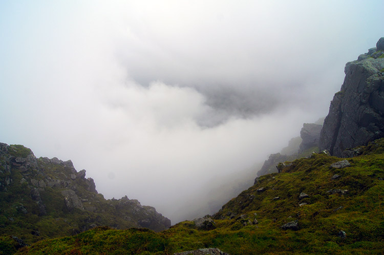 Cloud streams up from below