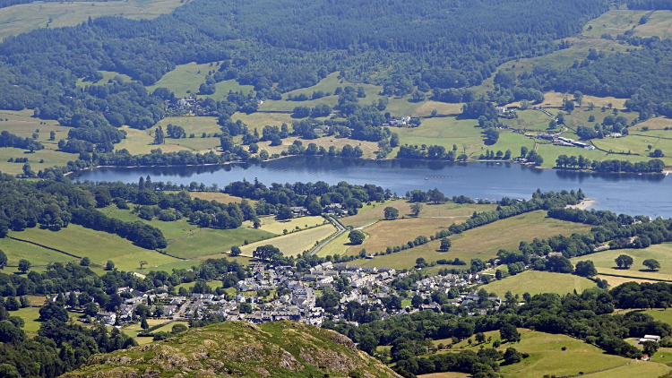 View from the Old Man to Coniston village and Water