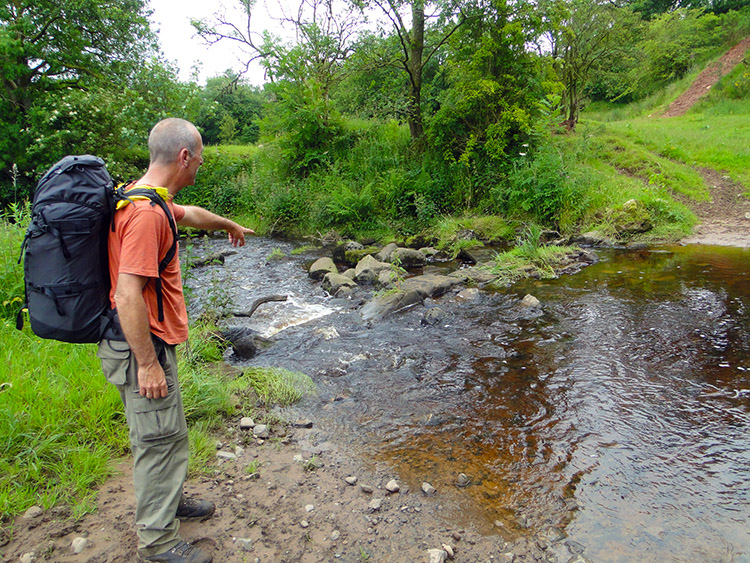 Steve shows his way to cross Glinger Burn
