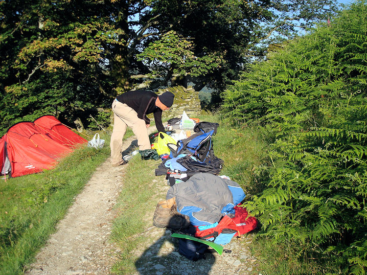 Cleaning up the campsite