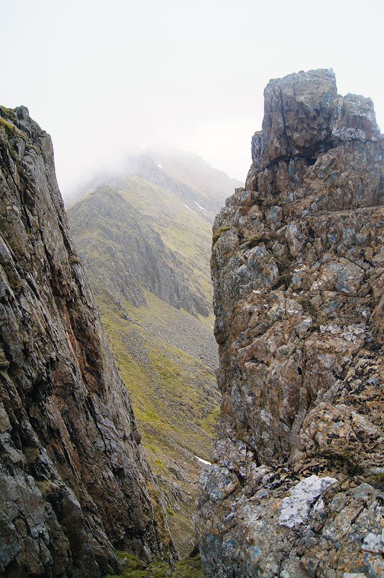 A steep drop to the north of Crib Goch