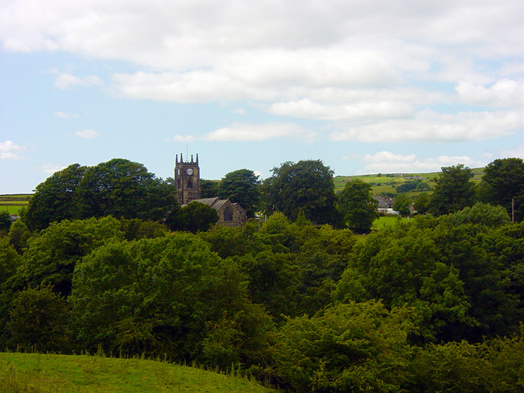 Cowling Church framed in gorgeous green