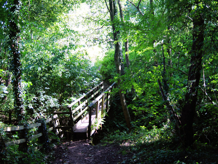 Footbridge indicating the way from Ercall Wood