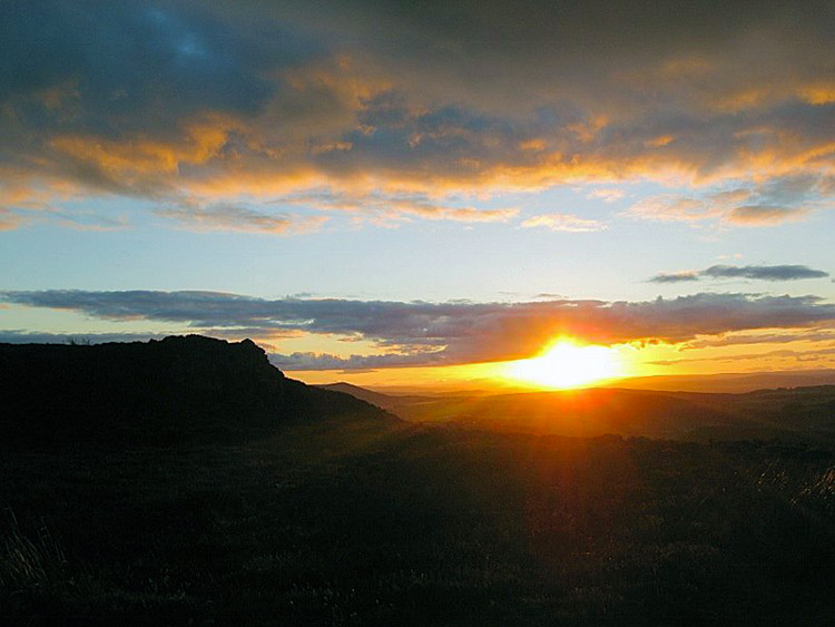 Sun setting on Stiperstones