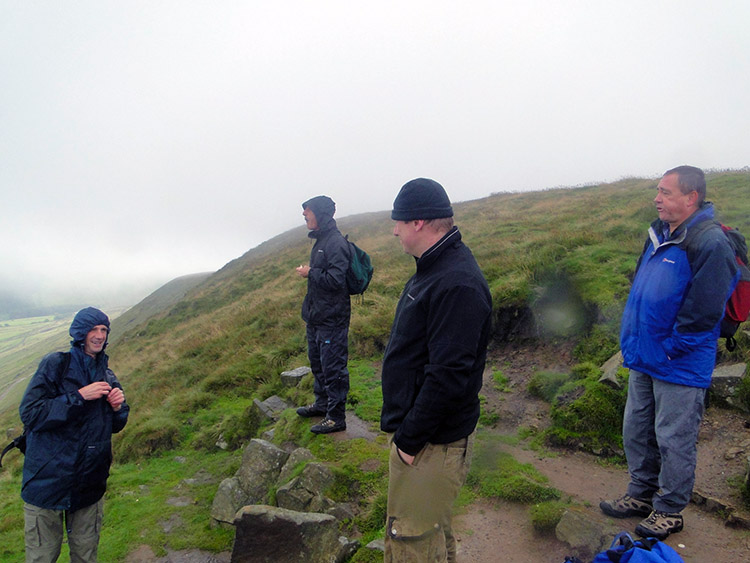 Finding shelter for a break on Pendle Hill