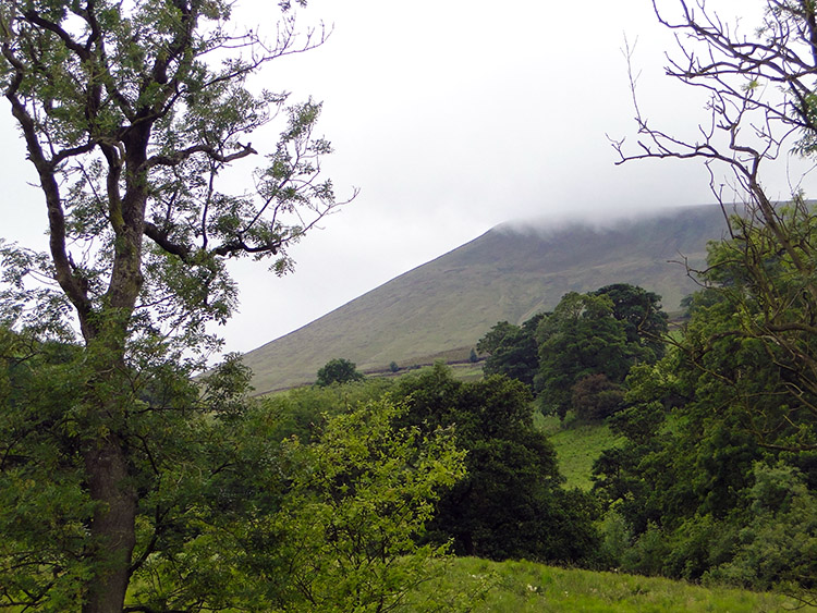 Cloud was still clinging to Pendle Hill