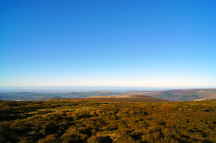 On Harrop Moss looking north-west to Manchester