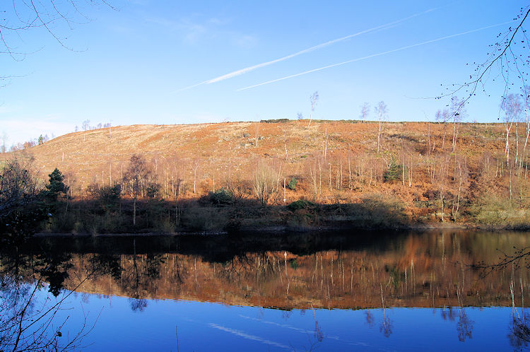 Looking across Agden Reservoir to Rocher Edge