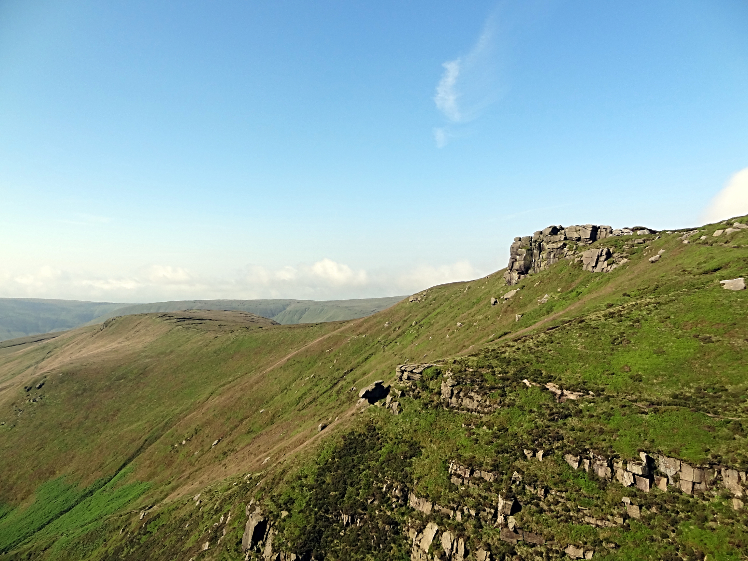 Along the path on the south edge of Kinder Scout