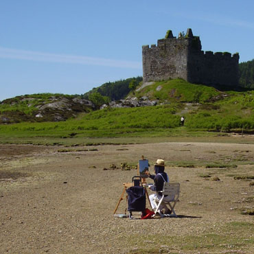 Artist at work near Castle Tioram