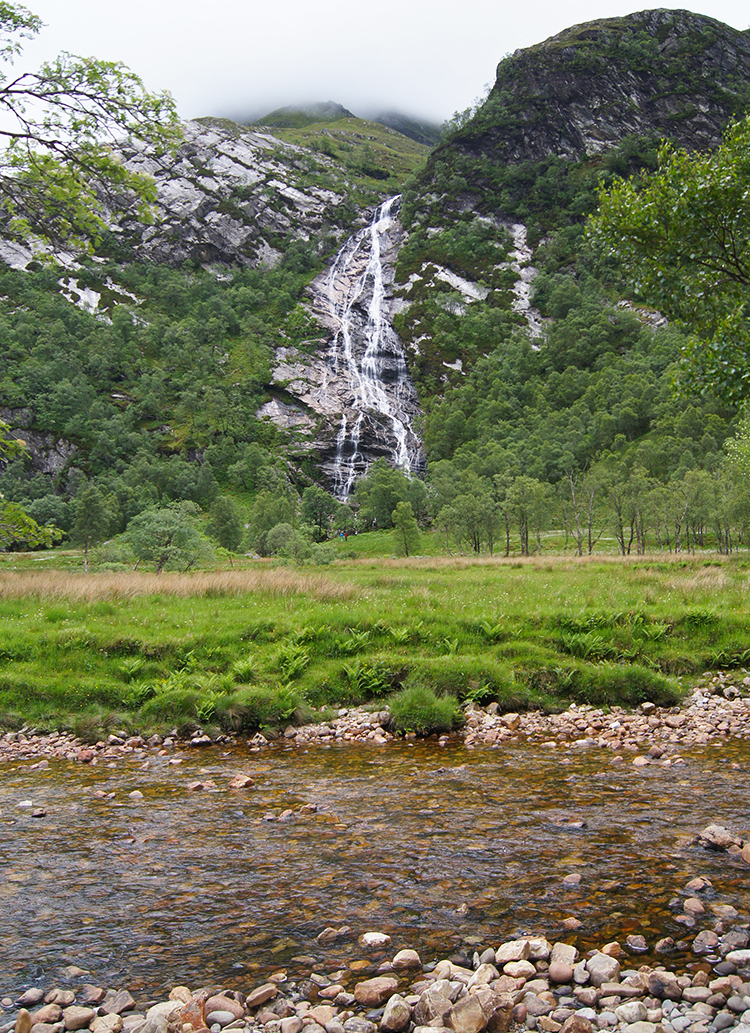 View across Water of Nevis to Steall Falls