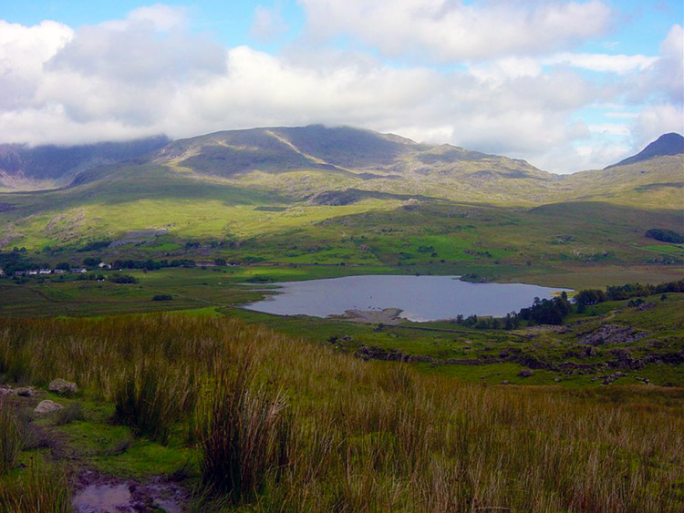 Llyn y Gader with Snowdon's foothills beyond