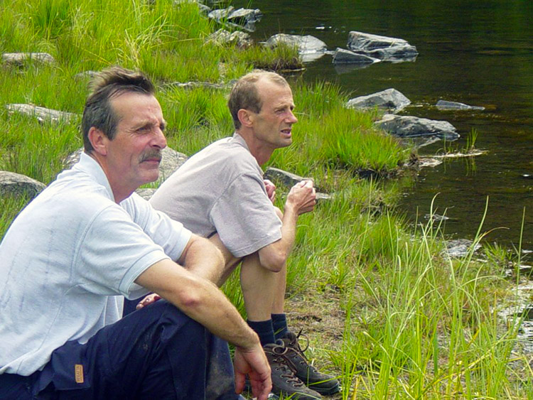 Relaxing beside Llyn y Parc