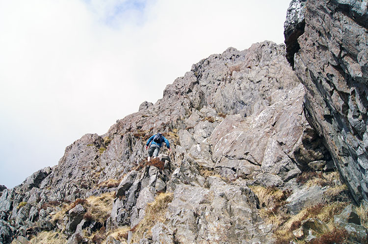 Adam continues to make progress up Crib Goch