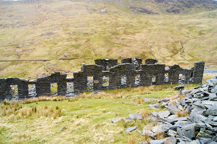 The shell of a building at Cwm Llans disused quarry