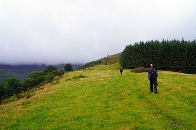 Climbing to the Black Mountains near Darren Fach