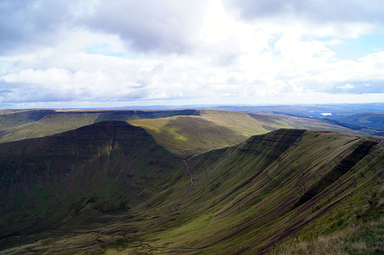 Magnificent mountain profiles as seen from Cribyn