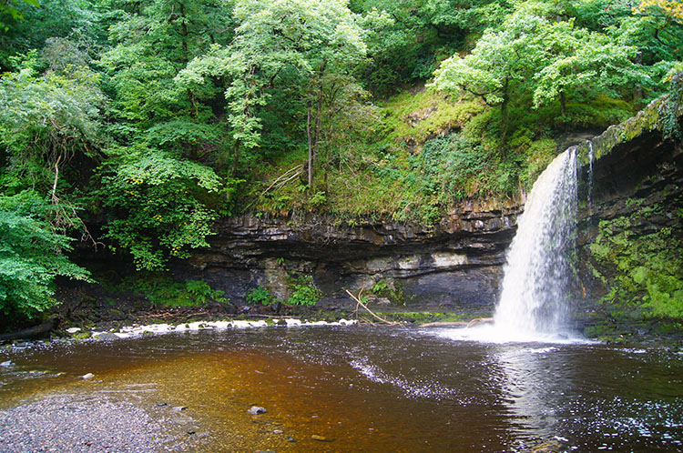 The waterfall I walked behind on Nedd Fechan