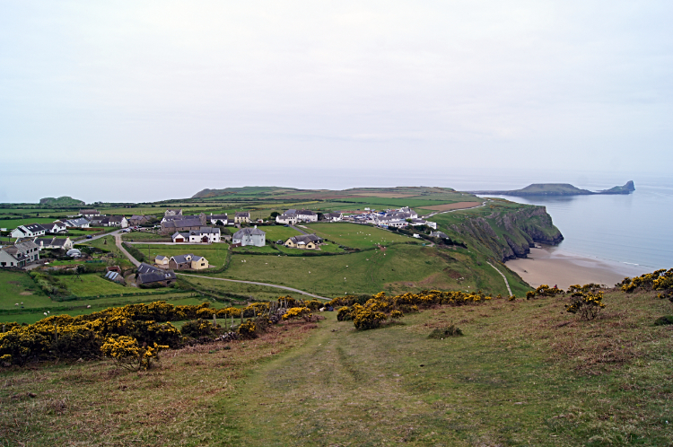 View to Rhossili from Rhossili Down