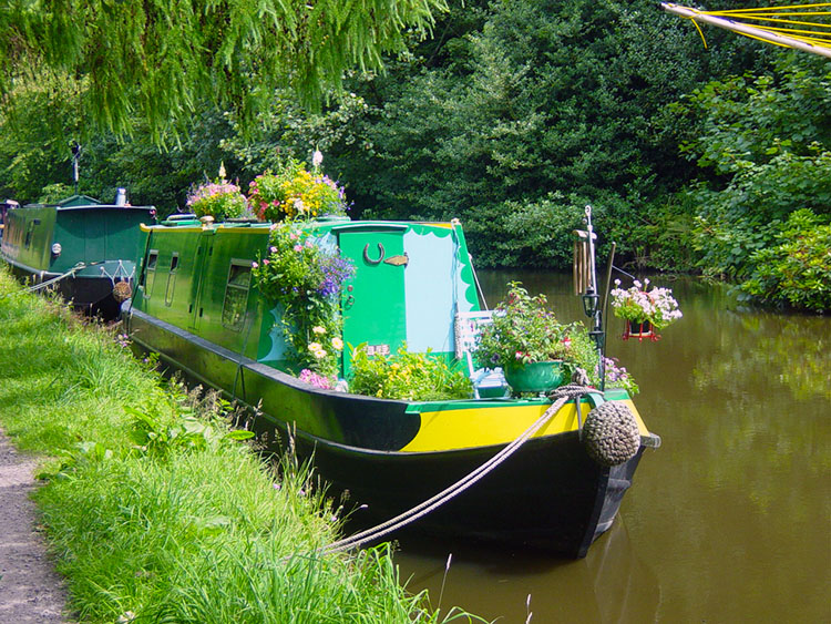 Colourful Narrowboat at Calderside