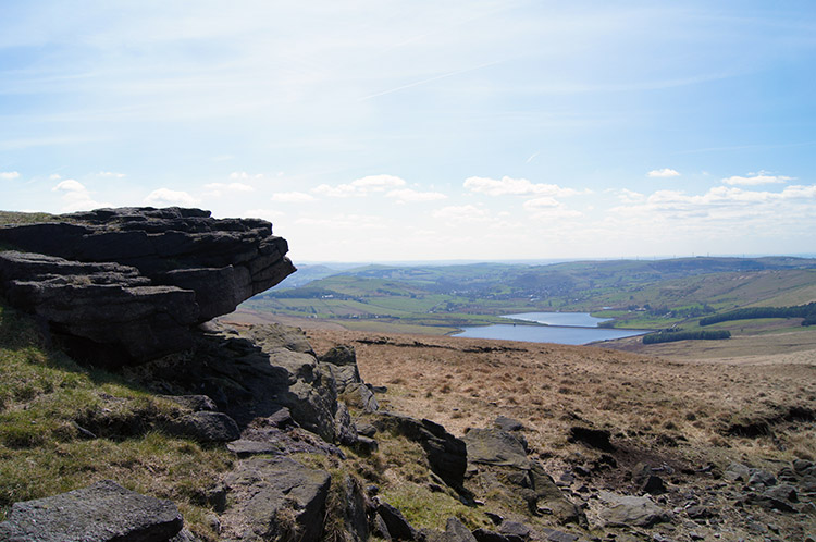 View from Northern Rotcher to the Castleshaw Reservoirs