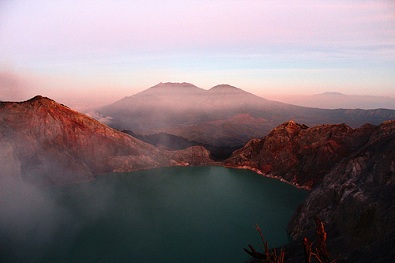 Kawah Ijen Crater at sunrise